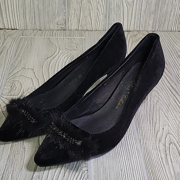 Raphael Sarti Black Velvet Shelly Heels Womens Size 39 US 8.5-9 NEW - Picture 10 of 13